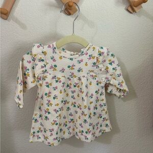 Zara Kids Floral Long Sleeve Top - White and Multicolor